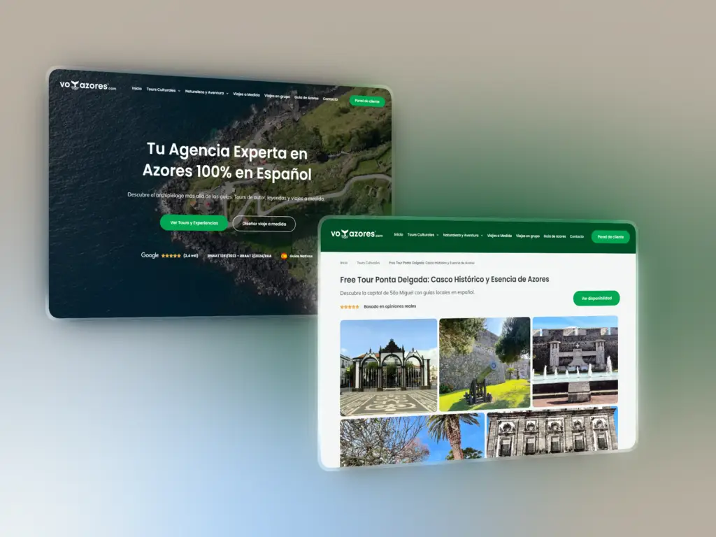 Web de Agencia de turismo local en Azores con catálogo de tours en español