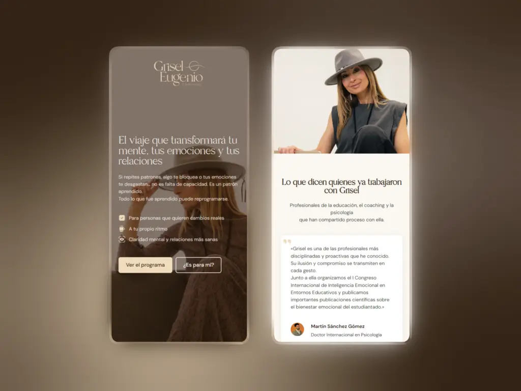 Web de Landing de programa de desarrollo personal y reprogramación mental